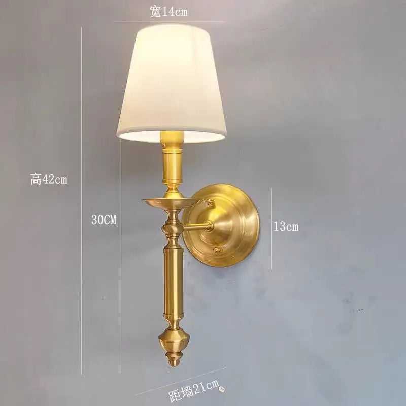 applique murale antique à LED avec abat-jour en tissu - vue 9 sur 10