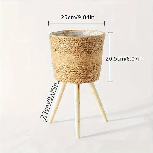 pot en bois tressé pour fleurs et rangement décoratif intérieur