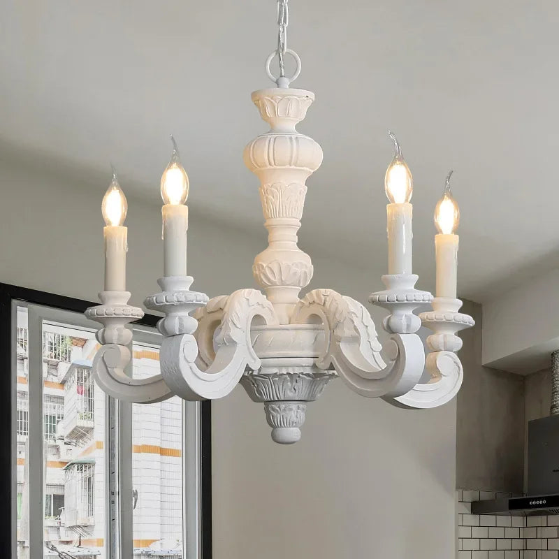 lustre en bois sculpté et verre de murano rétro élégant - vue 4 sur 12