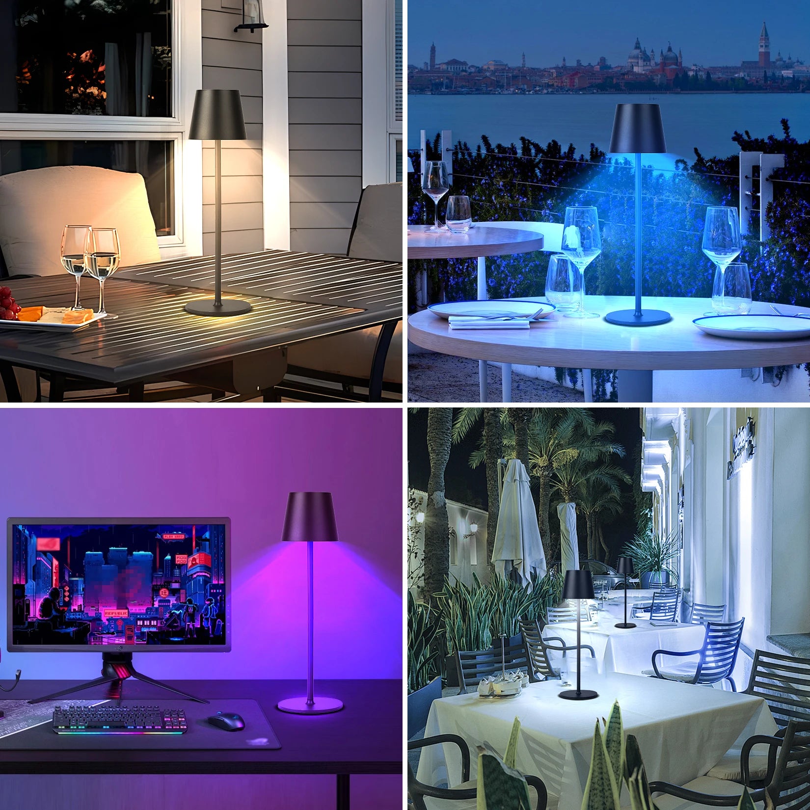 lampe de bureau led ambiance sans fil chargement usb - vue 7 sur 6