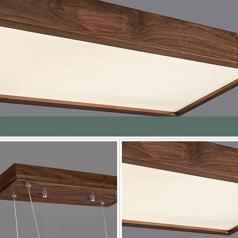 Lustre bois led suspendu au design moderne - vue 7 sur 12