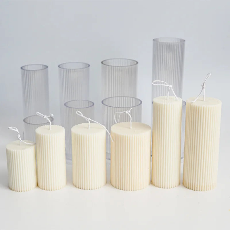 moule cylindrique à rayures pour fabrication de bougies en acrylique
