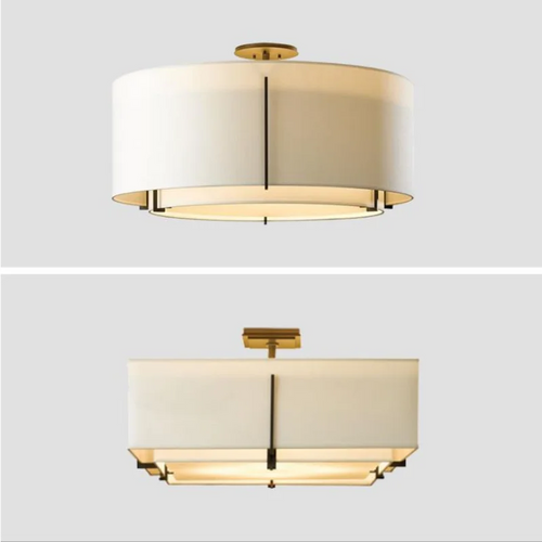 lustre en tissu chinois rond style rétro pour intérieur élégant