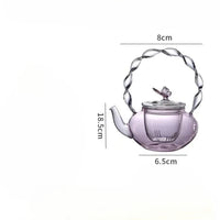 Théière verre borosilicate poignée articulée fonction papillon