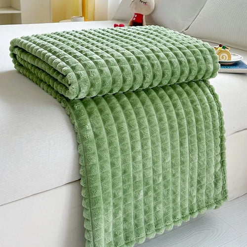 Plaid flanelle doux effet fourrure pour salon hiver