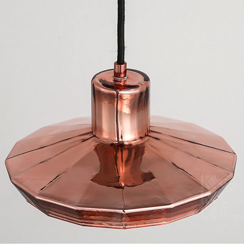 suspension en verre or rose pour cuisine et restaurant - vue 4 sur 10