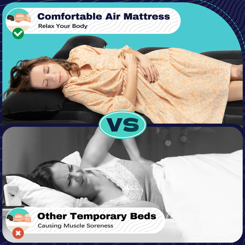 matelas gonflable 2 en 1 pour camping et voyages avec pompe intégrée