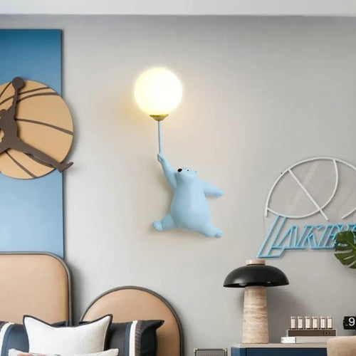 SANDYHA ours applique murale LED lampe chambre d'enfants lune boule lumières enfants fille chambre chevet décor à la maison couloir pépinière appliques