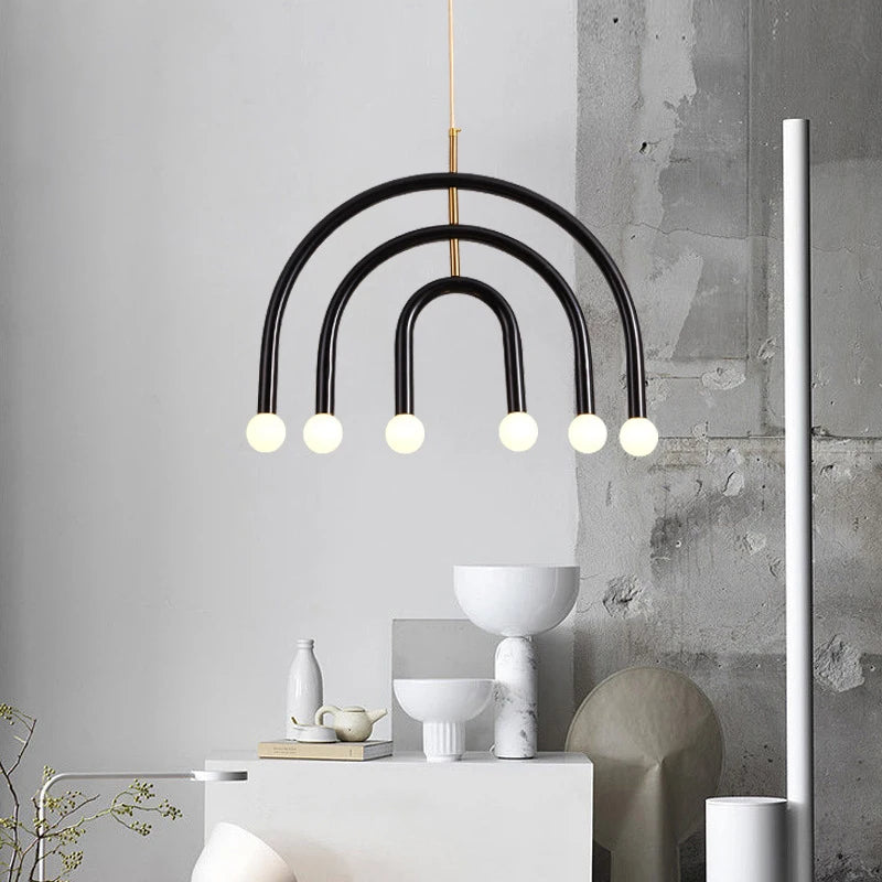 lustre arc-en-ciel métallique fil art déco suspendu réglable