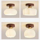 plafonnier vintage simple en verre et noyer pour éclairage domestique
