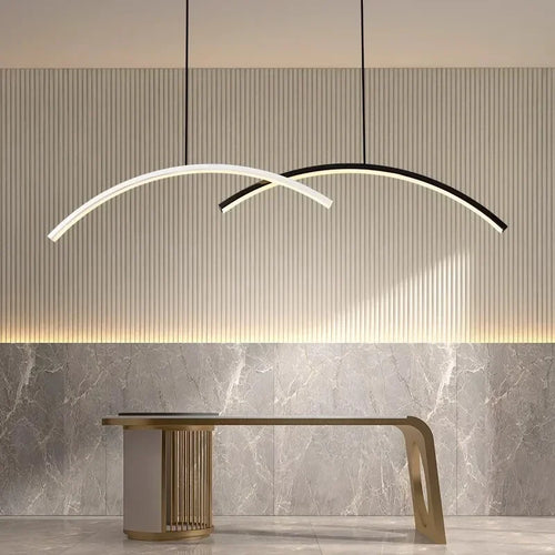lustre moderne à leds avec télécommande et ligne simple