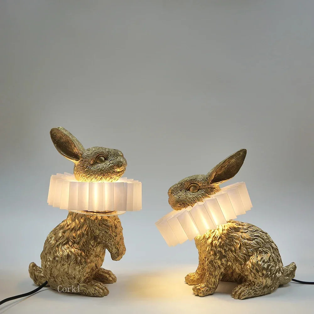 lampe de chevet lapin en résine style nordique décorative et moderne - vue 4 sur 15