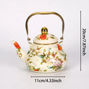 bouilloire vintage émaillée motif floral poignée dorée cuisine