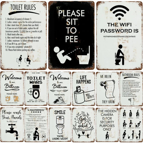 plaque en métal rétro décoration amusante pour toilettes