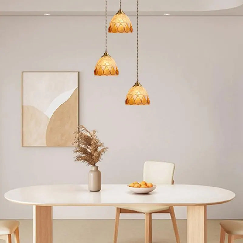 Suspension tiffany méditerranéen en verre coquille led