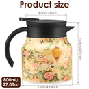 Théière isotherme vintage motif floral acier inox infuseur