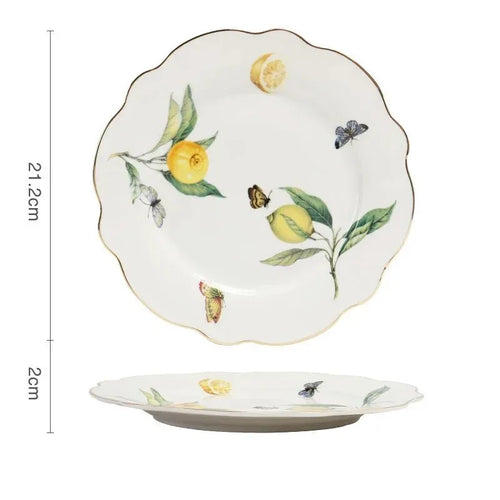 Assiette en ceramique motif citron style europeen elegante