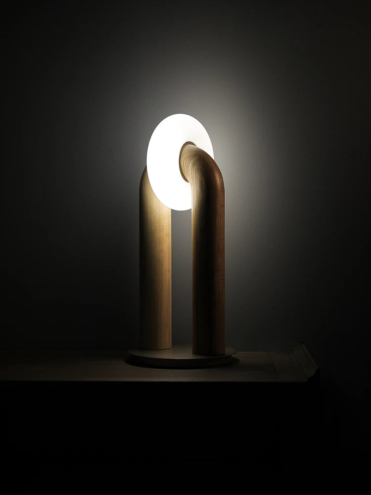 lampes de table vintage en bois massif à contrôle tactile led - vue 6 sur 9