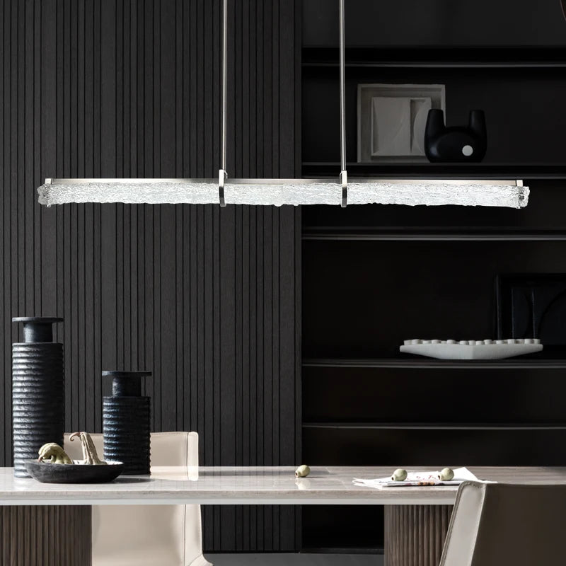 suspension moderne en acier inoxydable avec barre en cristal minimaliste - vue 3 sur 9