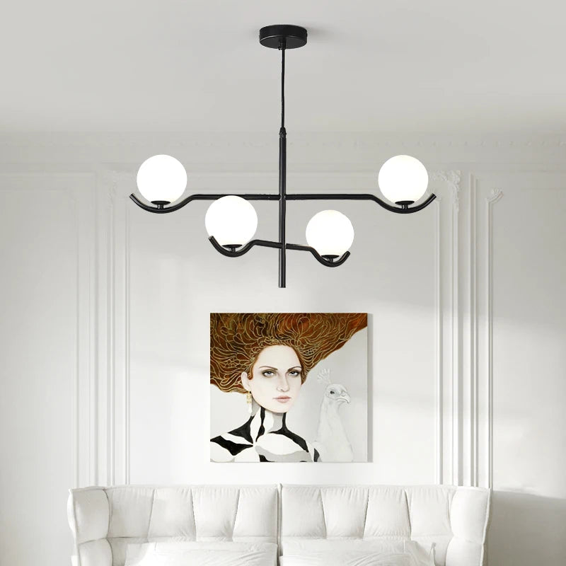 lustre en verre blanc design moderne pour intérieur élégant - vue 5 sur 9