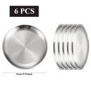 Ensemble 6 assiettes inox barbecue cuisine polyvalentes