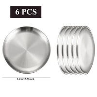Ensemble 6 assiettes inox barbecue cuisine polyvalentes