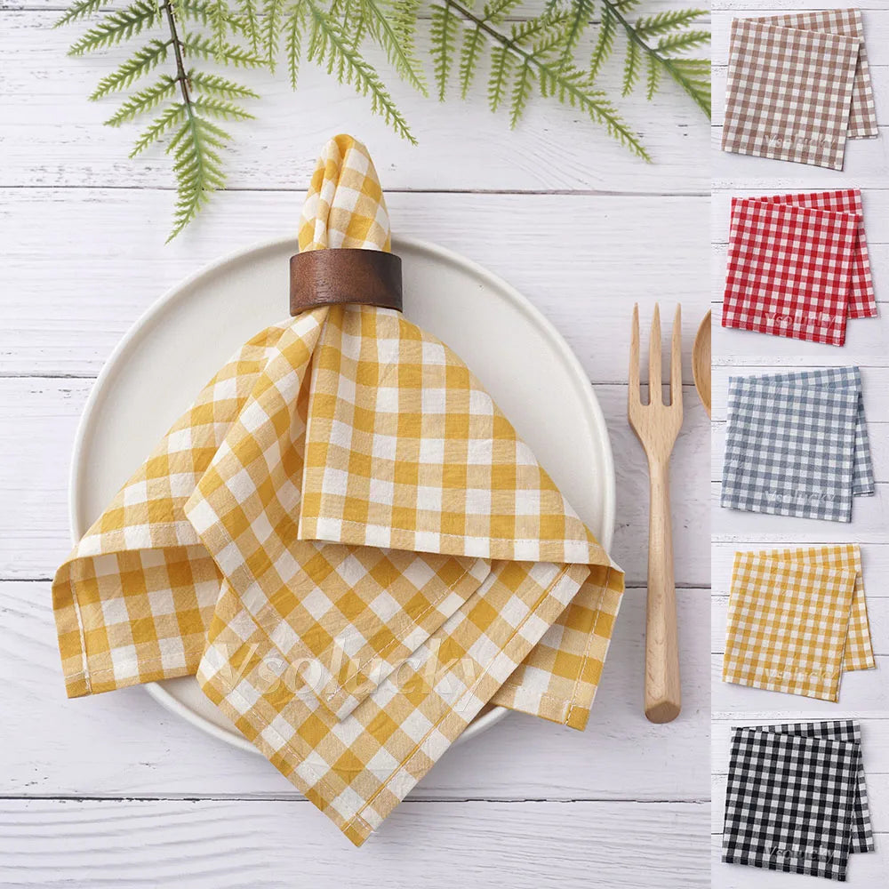 Serviette de table coton vichy style champetre 42x42