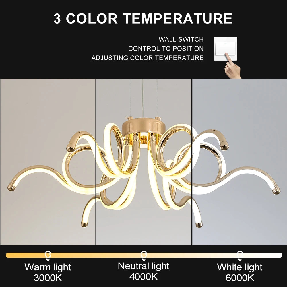 lustre moderne doré artpad avec télécommande pour éclairage intérieur - vue 6 sur 9