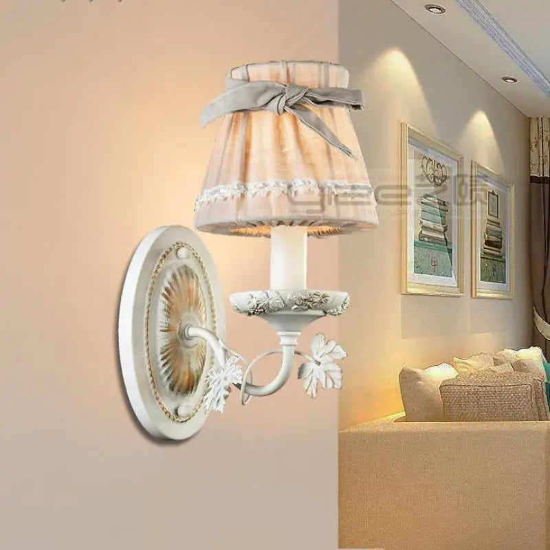 Applique murale à led avec housse en tissu et nœud pour chambre enfant