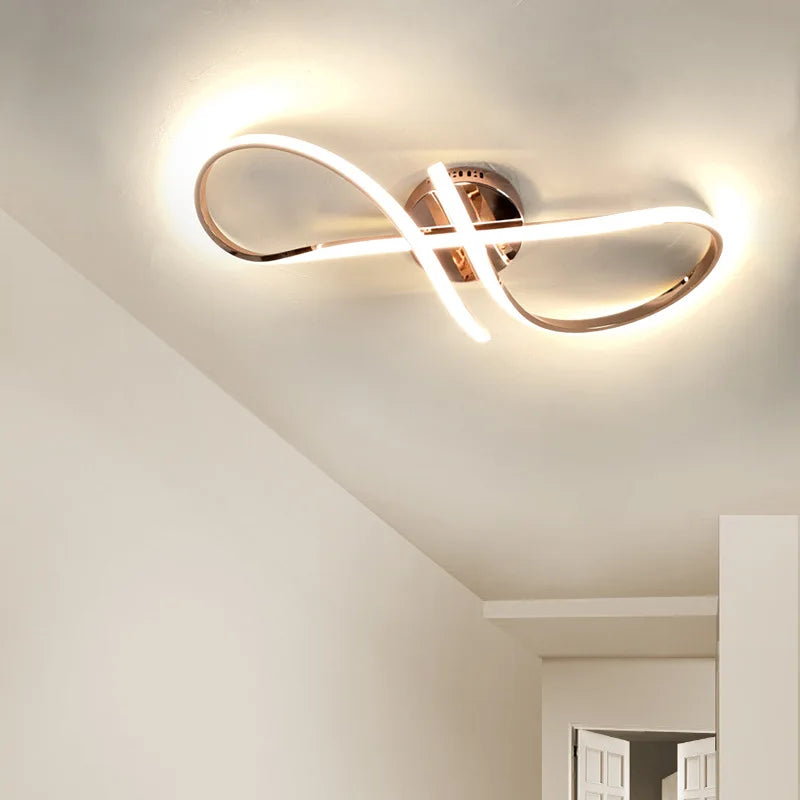 Plafonnier moderne à LEDs pour salon salle à manger chambre doré chromé luminaire intérieur - vue 7 sur 10