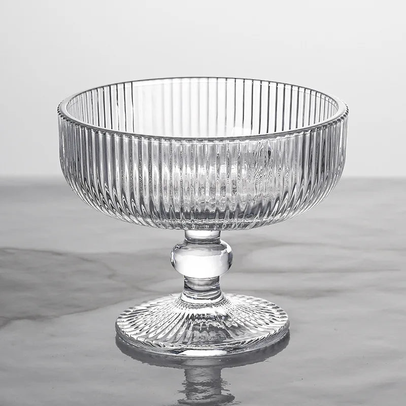 Verres a vin rayes tige courte large ouverture - vue 4 sur 6