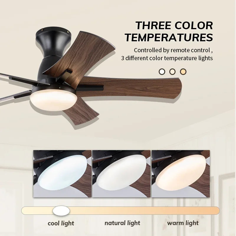 ventilateur de plafond moderne en bois avec télécommande et lumière - vue 6 sur 8