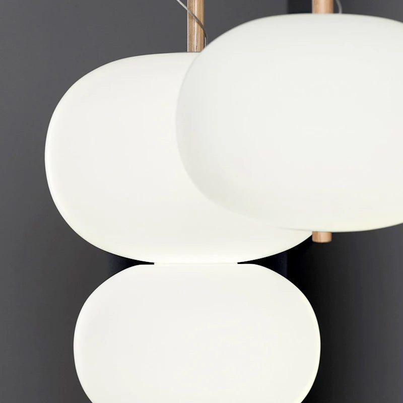 Kobuc Design nordique salon suspension avec grande boule ronde abat-jour en verre créatif bois lustre salle à manger chevet - vue 6 sur 13