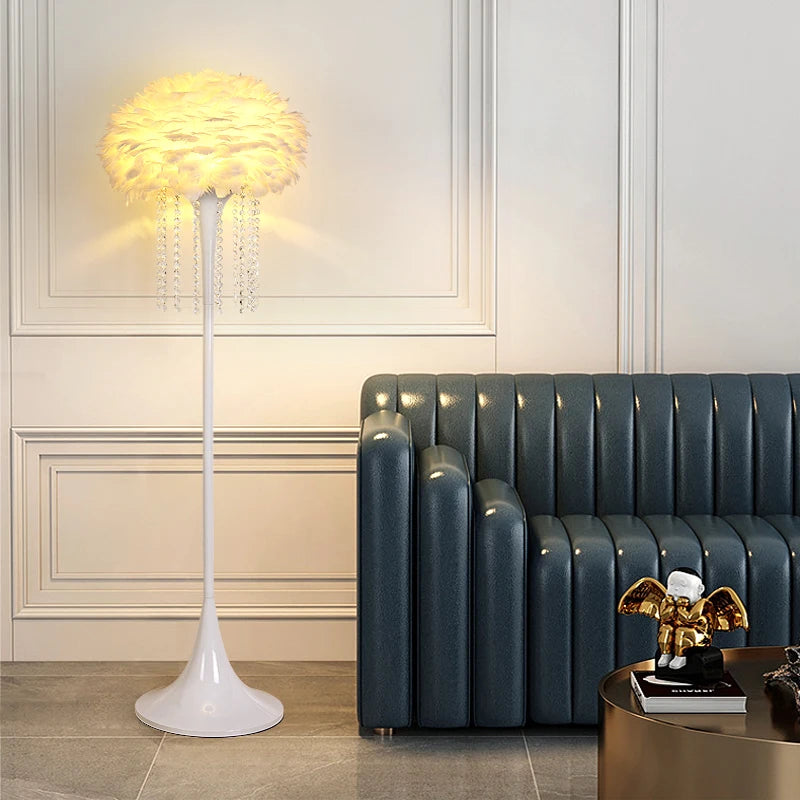lampadaire postmoderne en plumes avec interrupteur à pied - vue 4 sur 8