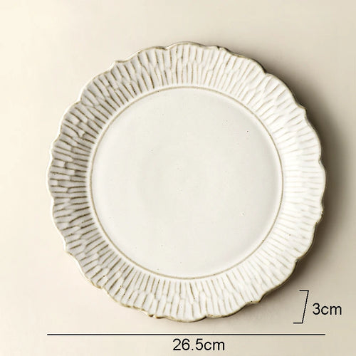 Assiettes plates ceramique relief retro pour restaurant desserts