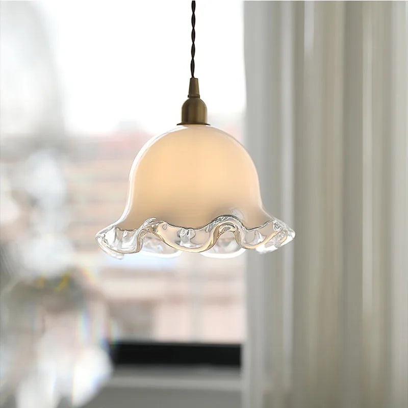 lustre vintage en forme de bourgeons de fleurs en verre nordique - vue 5 sur 7