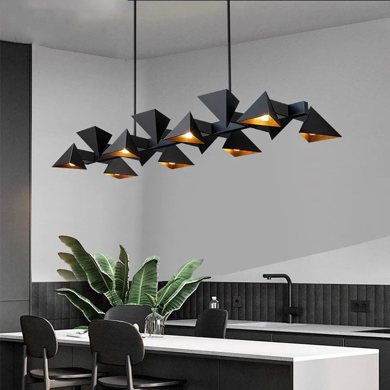 Lustre design moderne en métal noir décoratif intérieur - vue 4 sur 9
