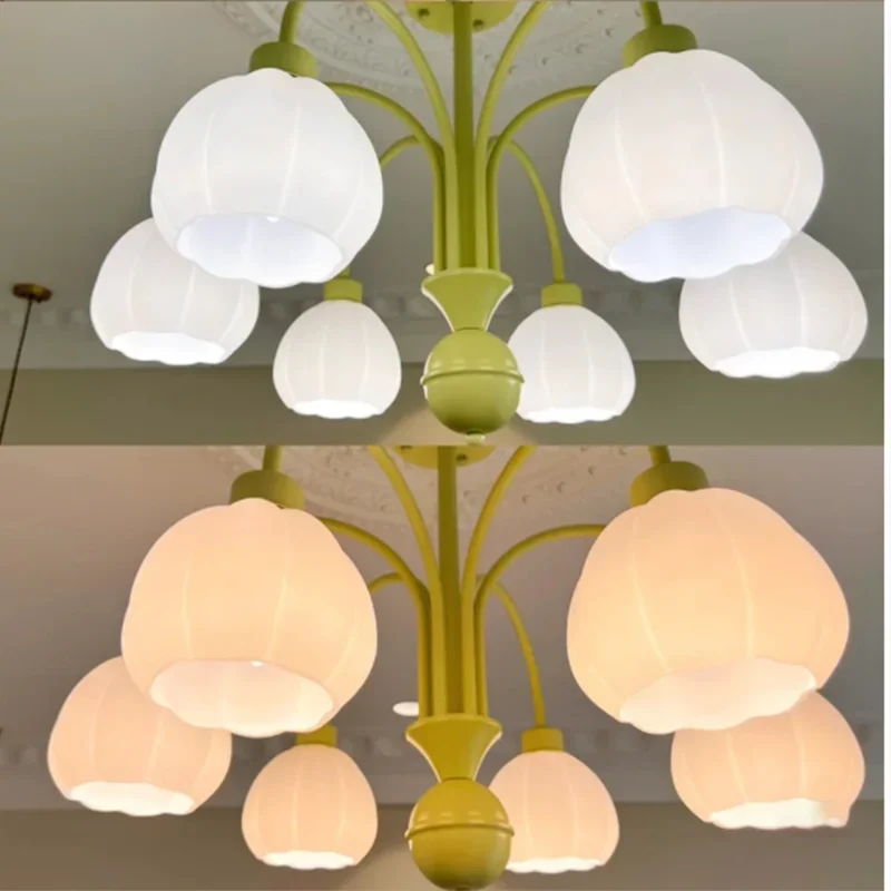 lustre abat-jour citrouille moderne 2023 en verre pour décoration maison - vue 7 sur 9