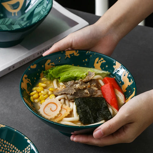 Bowl ramen japonais céramique motif floral 1 2l