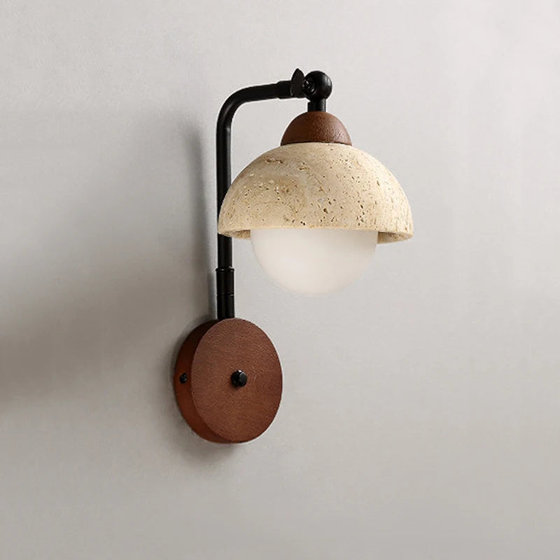 Applique murale LED en travertin jaune chaud japonais