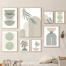 décoration murale abstraite avec feuilles géométriques boho moderne