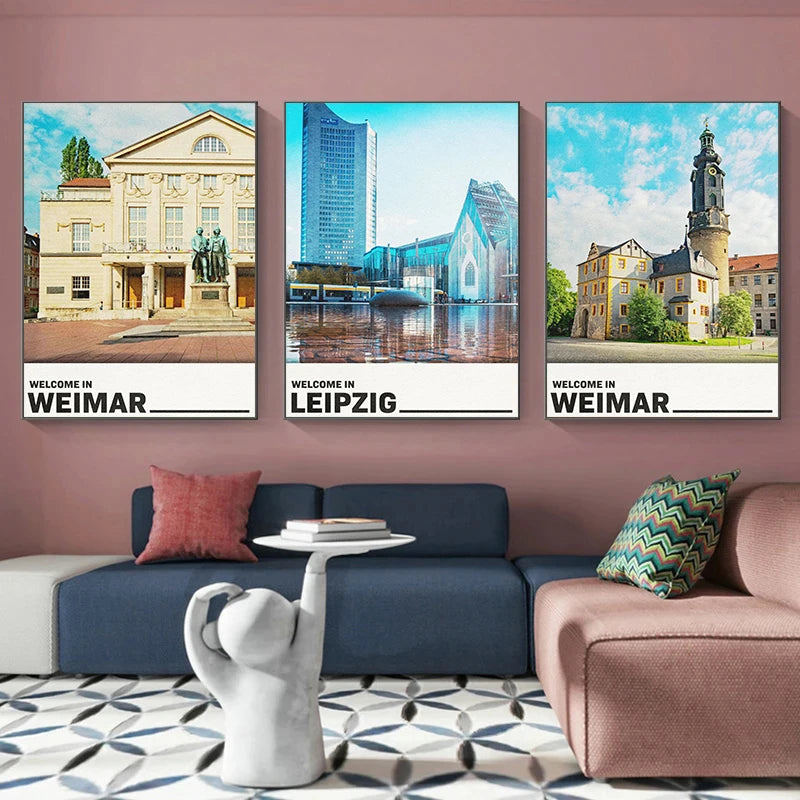 affiche de sites touristiques célèbres des villes allemandes