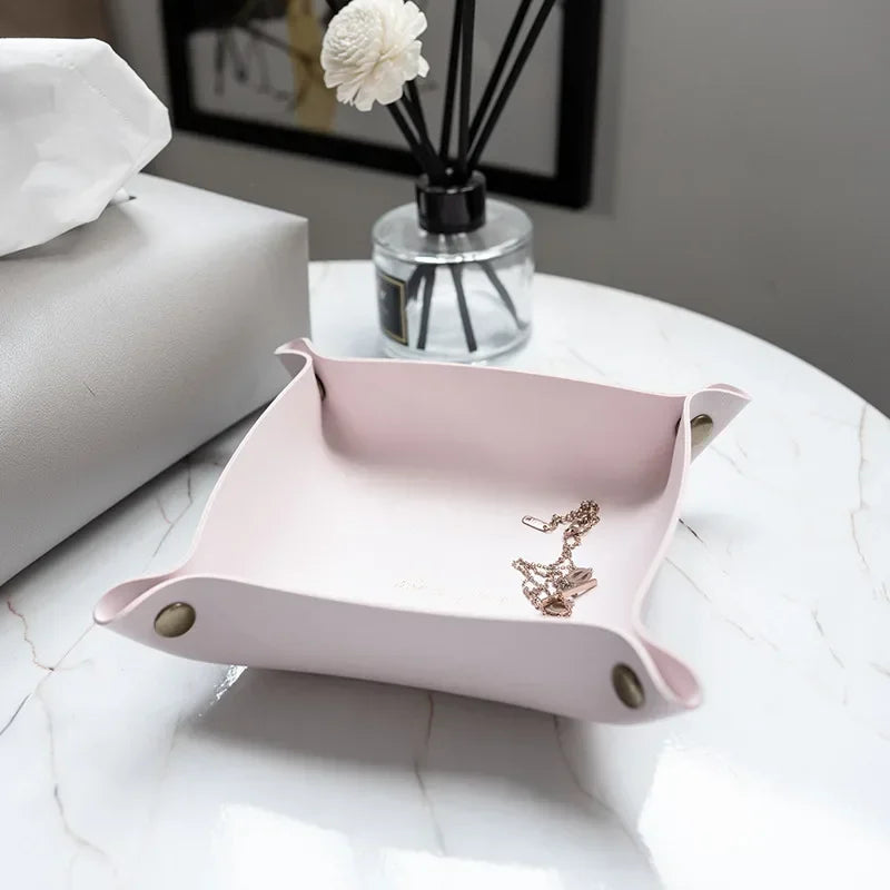Vide-poche organisateur pliable en cuir pour bureau bijoux et cosmétiques - vue 6 sur 19