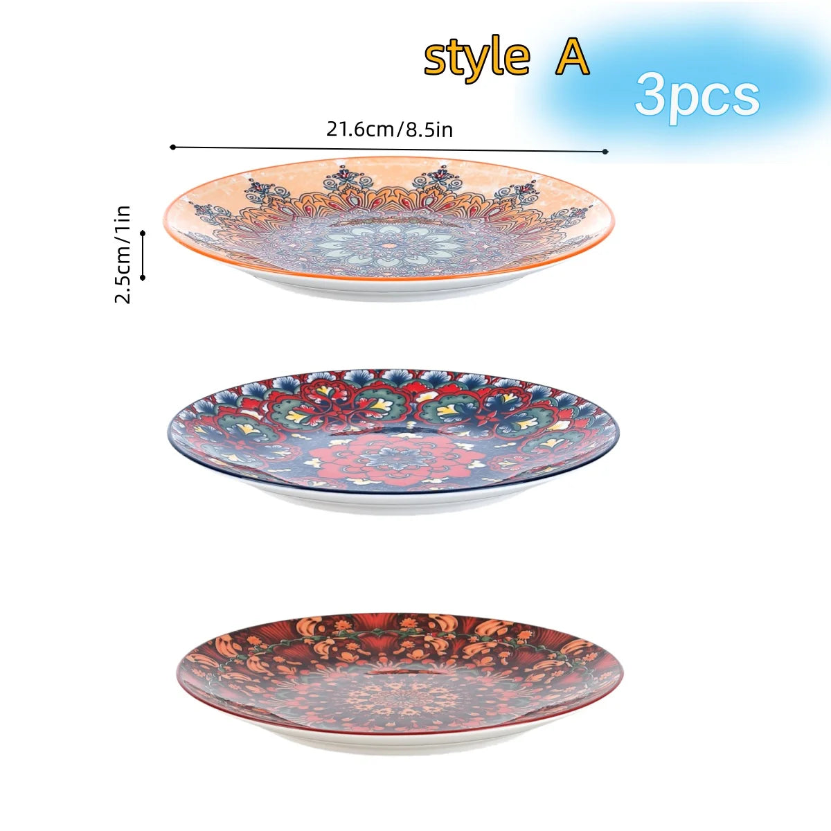Assiettes plates céramique bohême motifs artistiques repas