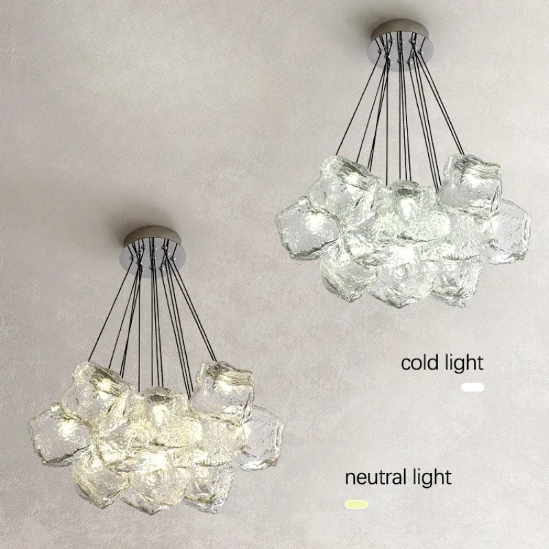 SANDYHA moderne romantique chambre lustre de luxe en verre glaçon forme lampe à LED salon salle à manger suspension éclairage décor à la maison - vue 6 sur 7