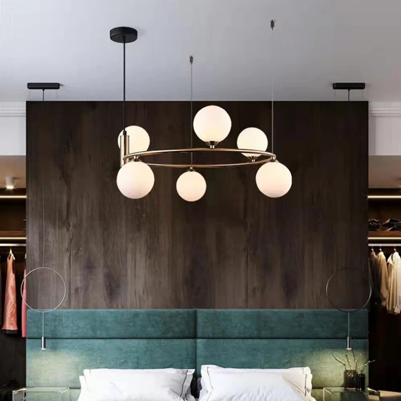 suspension moderne en verre avec fil réglable pour foyer