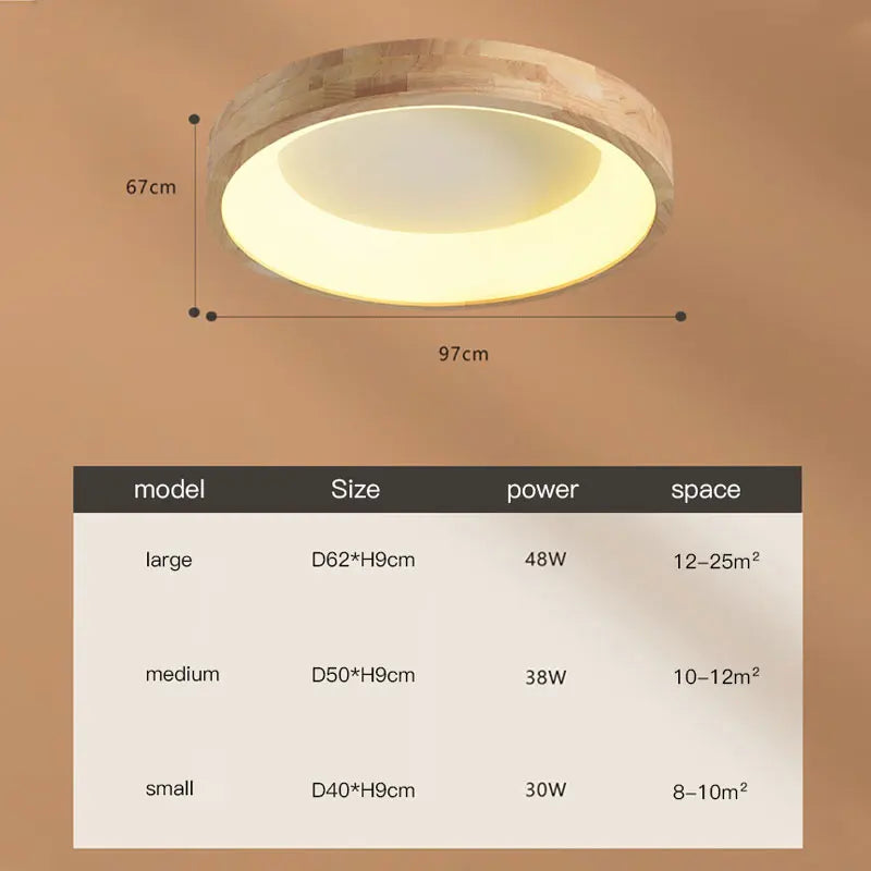 lustre moderne en bois et lumières led décoratives pour intérieur - vue 4 sur 8