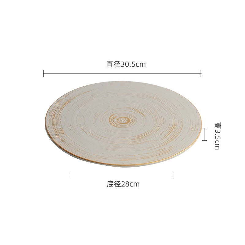 Assiette plate en céramique style rétro bordure élégante