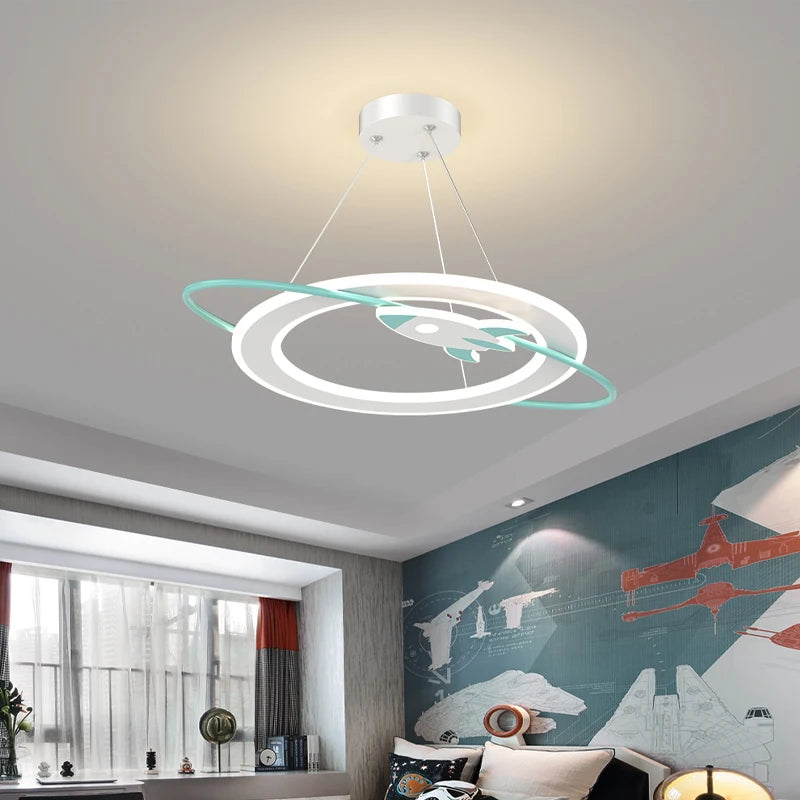 plafonnier led suspendu planète intelligente design minimaliste protection yeux enfant - vue 7 sur 19
