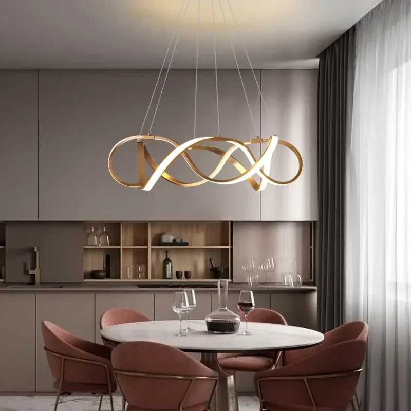 lustre moderne à leds pour décoration intérieure lumineuse - vue 4 sur 12